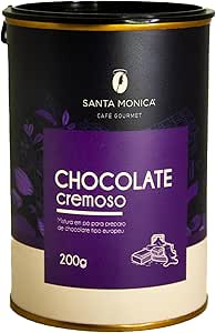 Santa Mônica Chocolate Cremoso em Pó: Lata de 200g com design que evoca a sofisticação do chocolate europeu, ideal para receitas que pedem um toque especial.