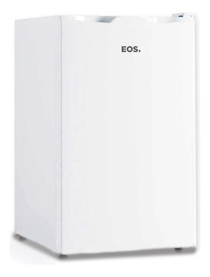 Freezer vertical EOS EcoGelo Slim de 66 litros, modelo EFV70 branco, com design compacto de porta única e puxador embutido, ideal para pequenos espaços.